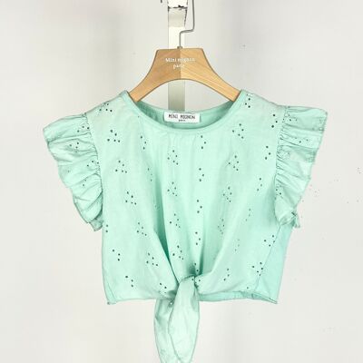 Cotton top to tie with English embroidery for girls