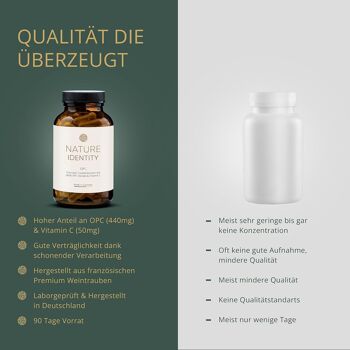 Extrait de pépins de raisin OPC + vitamine C - 180 gélules hautement dosées - teneur élevée en OPC selon HPLC de raisins français - avec vitamine C tamponnée - végétalien & testé en laboratoire 3