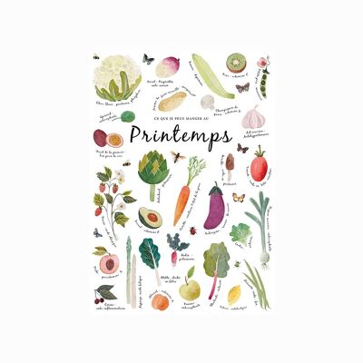 decoración de carteles A4 frutas y verduras de temporada - primavera