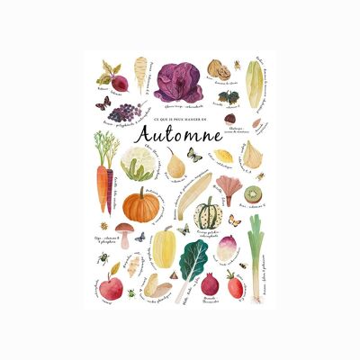 affiche décoration A4 fruits et légumes de saison - automne