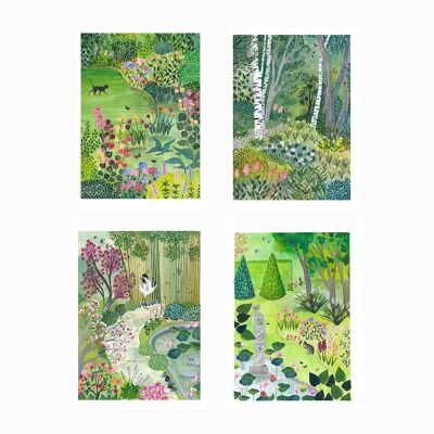 Set of 4 A4 decorative forest and garden posters