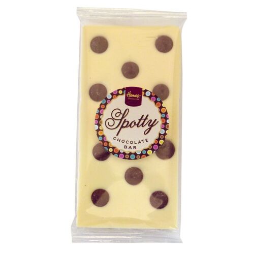 Spotty White Chocolate Bar- Milk Chocolate Buttons