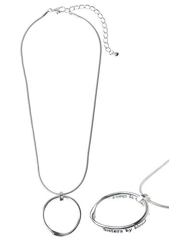 Collier chaîne serpent Sis Essence, pendentif « Sisters by Blood » 1