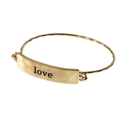 Bracelet à message rectangulaire martelé Luxe Love