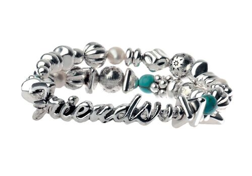 Azure Affection Antique Silver Friends Message Bracelet