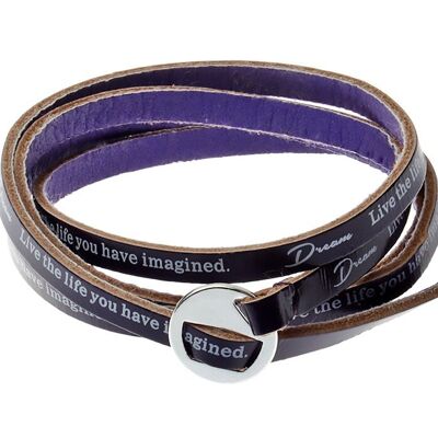 Vivid Dream Bracelet à message de vie en cuir violet