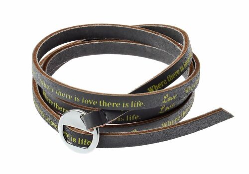 Slate Love Genuine Leather Life Message Bracelet