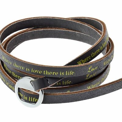 Bracciale con messaggio di vita in vera pelle Slate Love