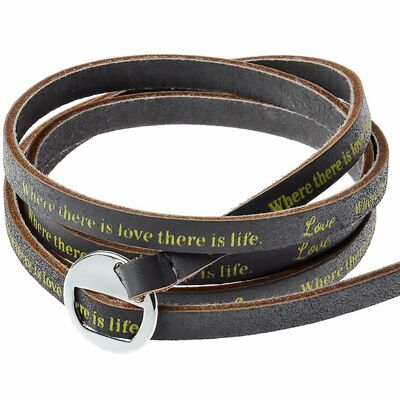 Bracelet à message de vie en cuir véritable Slate Love