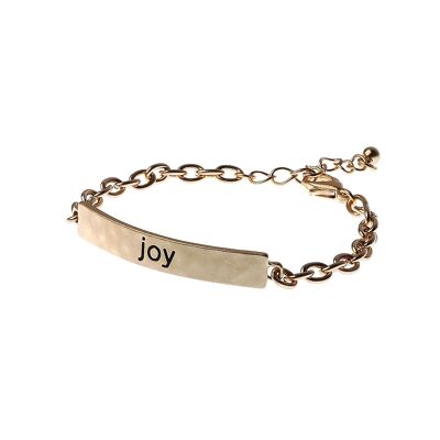 Chic Bliss Link Chain Bracelet, Hammered 'Joy' Bar