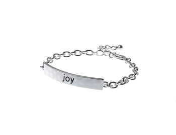 Bracelet chaîne à maillons Chic Bliss, barre « Joy » martelée 2