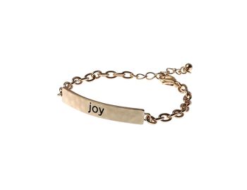 Bracelet chaîne à maillons Chic Bliss, barre « Joy » martelée 3