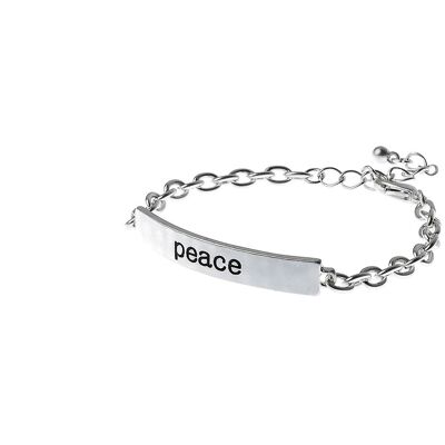 Bracelet à message Serenity Link, barre martelée « Paix »