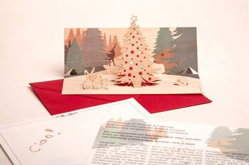 Noël dans la forêt - carte de voeux en bois avec motif pop-up 1