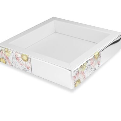 Plateau pochette 20x20x4 cm Argent ligne "Daisy Colors"