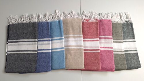 Fouta economique en coton recyclé - mix de coloris