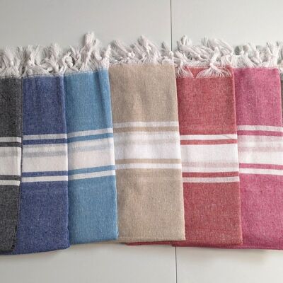 Sparsames Fouta aus recycelter Baumwolle – Farbmischung