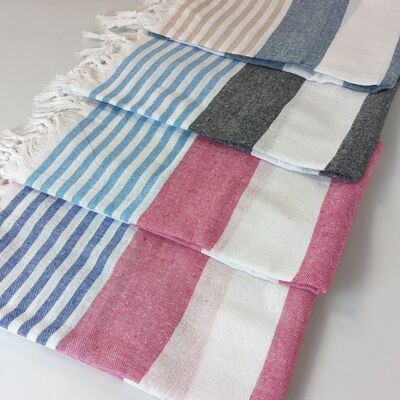 Economical Fouta in recycled cotton POOL two-tone - mix of colors