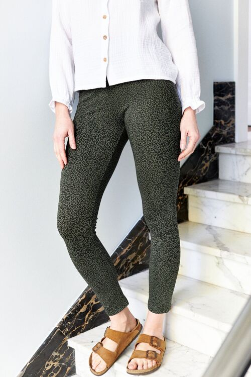 Legging Ondine ##2686 Léopard Kaki Femme