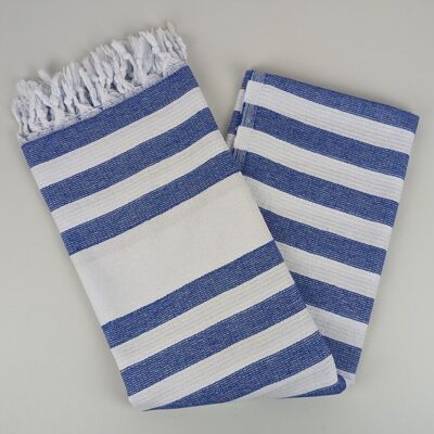 Fouta SURF en coton recyclé bleu