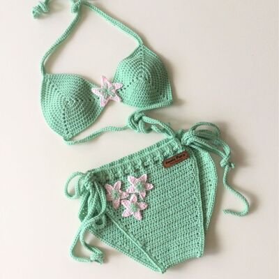 Organic Cotton Handcrafted Baby Girl Summer Bikini, healthy girl bikini, baby accessory, swimming suit,antiallergic baby bikini,perfect gift