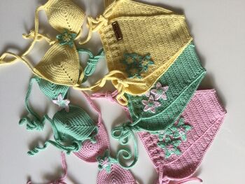 Bikini d’été pour bébé fille fabriqué à la main en coton biologique, bikini fille en bonne santé, accessoire pour bébé, maillot de bain, bikini pour bébé antiallergique, cadeau parfait 5