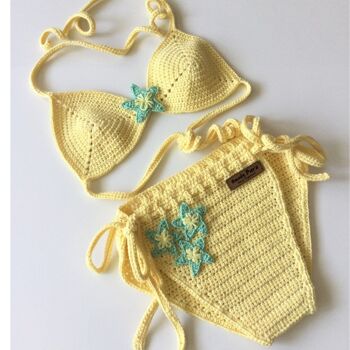 Bikini d’été pour bébé fille fabriqué à la main en coton biologique, bikini fille en bonne santé, accessoire pour bébé, maillot de bain, bikini pour bébé antiallergique, cadeau parfait 6