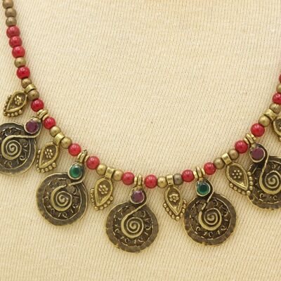 Boho Beaded Koru Necklace