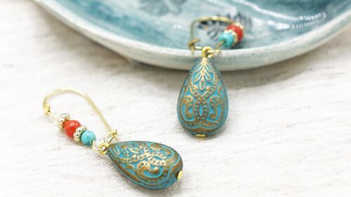 Boho Turquoise Patina Earrings