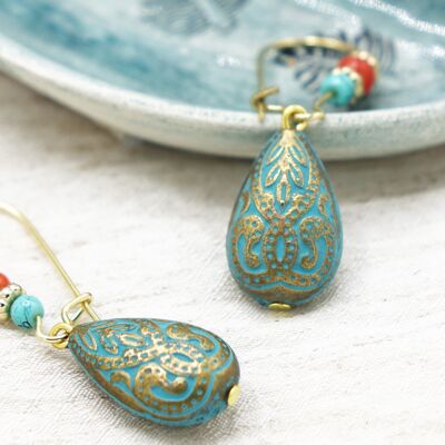 Boho Turquoise Patina Earrings