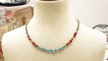 Collier de perles de cristal turquoise et corail 2