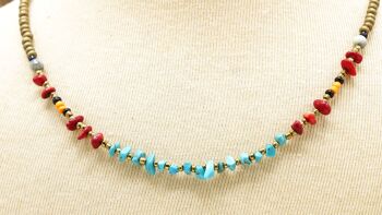 Collier de perles de cristal turquoise et corail 3
