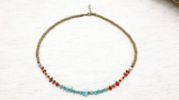 Collier de perles de cristal turquoise et corail 5