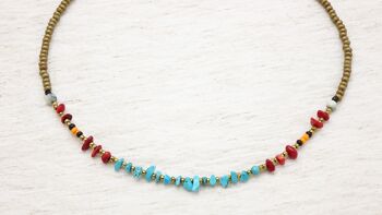 Collier de perles de cristal turquoise et corail 6