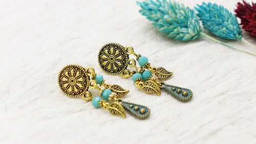 Boho Beaded Leaf Earring