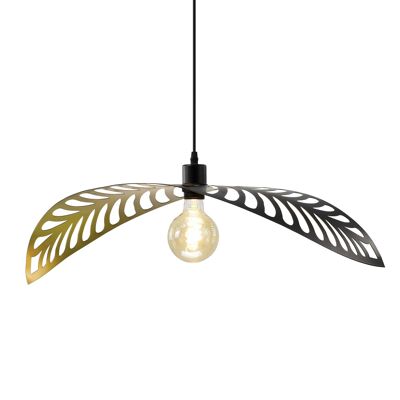 Lampada a sospensione Leaf in metallo nero e oro stile esotico Akine modello piccolo