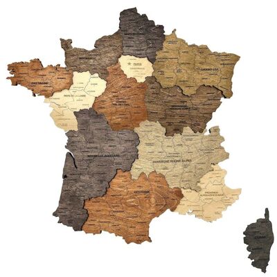 Mappa 3D in legno della Francia 1 Colore 1 Misura, Creatifwood