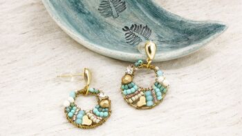 Boucles d'oreilles Boho câblées à la main - Turquoise 1