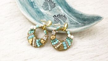 Boucles d'oreilles Boho câblées à la main - Turquoise 2