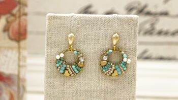 Boucles d'oreilles Boho câblées à la main - Turquoise 3