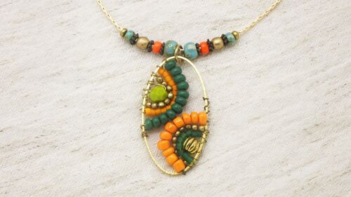 Boho Handwired Necklace - Citrus & Green