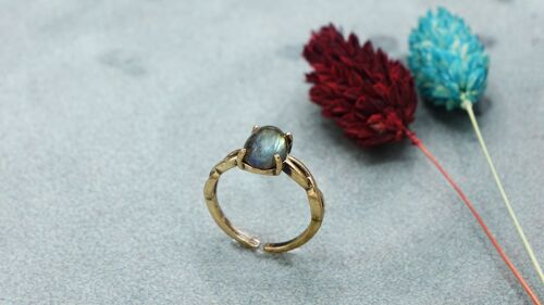 Labradorite Crystal Stone Ring