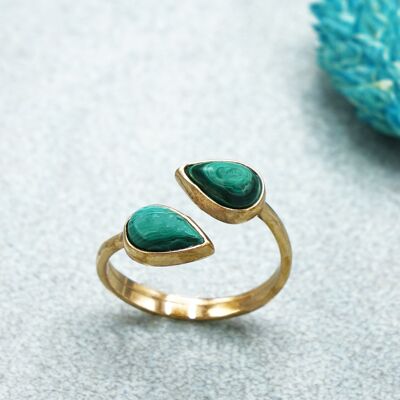 Bague en pierre de cristal de malachite