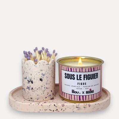 MAONA x LILOU set in nude and purple jesmonite & candle Under the fig tree Fig