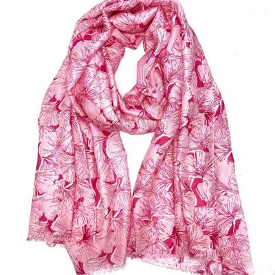 LN-11 Floral print scarf with gilding