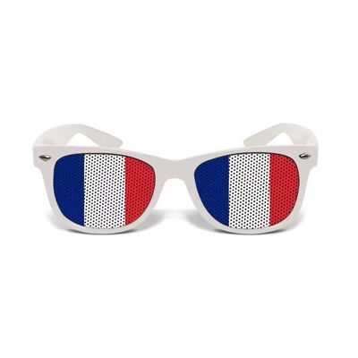 Supporter glasses grid tricolor flag blue/white/red France