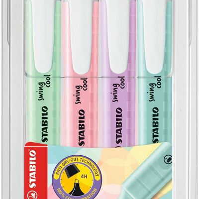 Textmarker – Beutel x 4 STABILO swing cool Pastell – Rosa + Flieder + Türkis + Minze