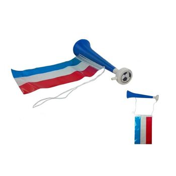 Trompette corne de brume avec drapeau tricolore bleu/blanc/rouge France 1