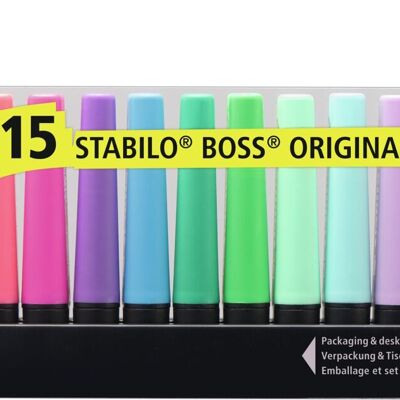 Surligneurs - Set de bureau x 15 STABILO BOSS ORIGINAL