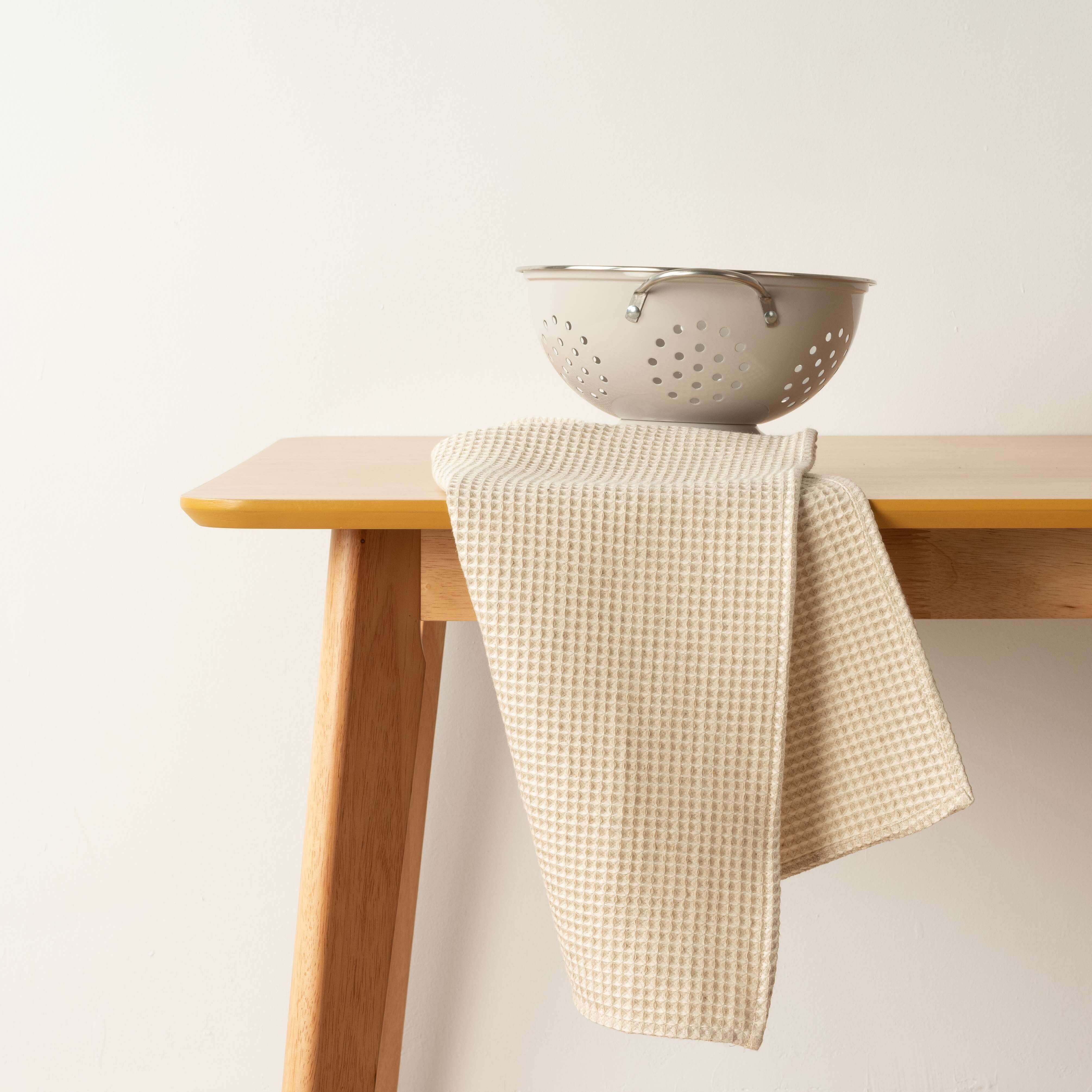 Confezione da 2 strofinacci da cucina in Lino Waffle 45x70 cm